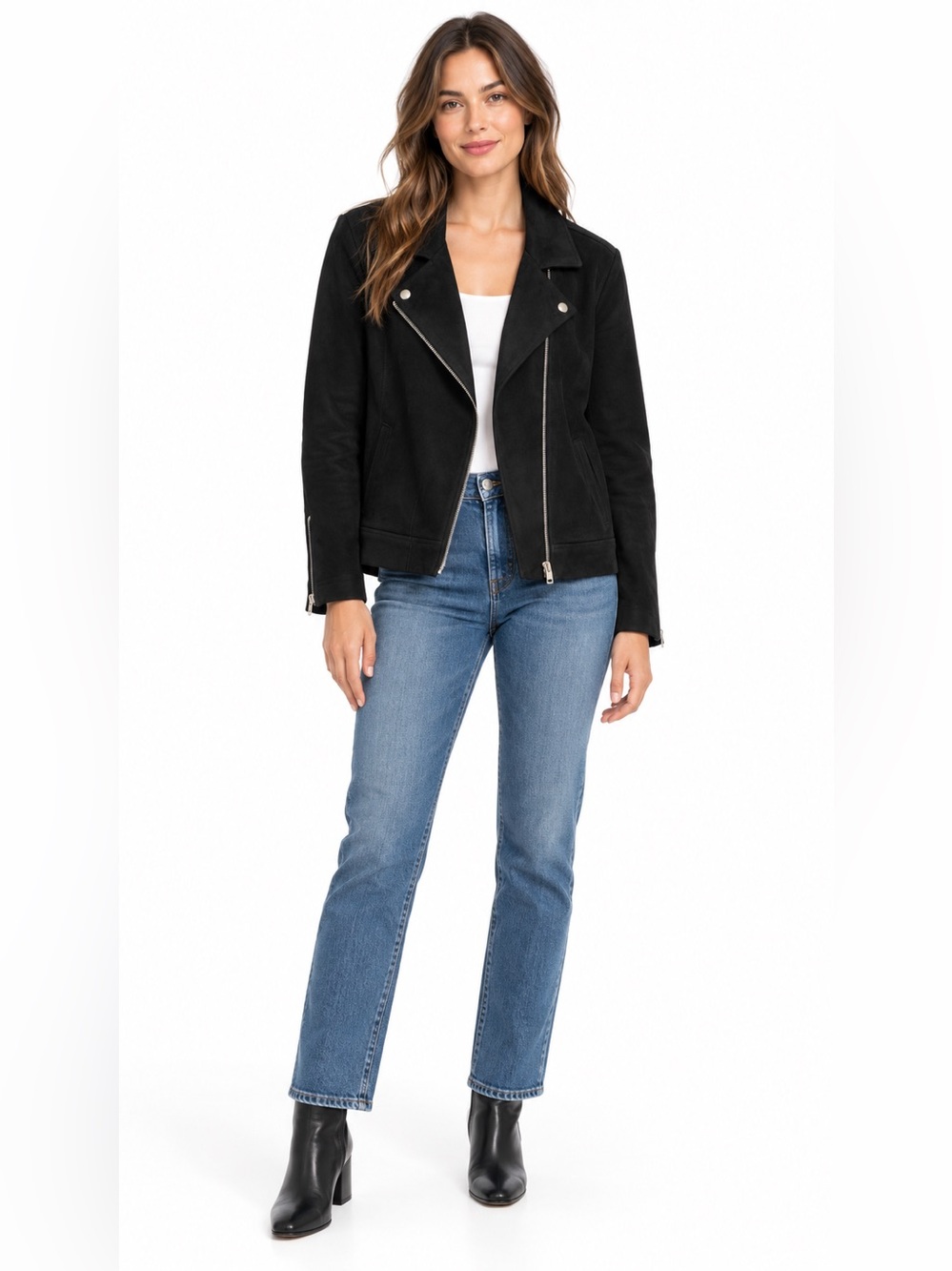 Old Navy Black Faux Suede Moto Jacket